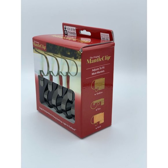 MantleClip 12 pack, Rubbed Bronze, Holiday Mantle Stocking Holder, Light, Garlan - Picture 2 of 4